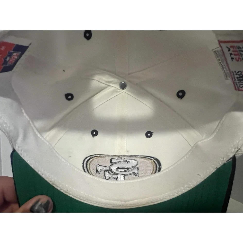 Rare Sports Specialties Vintage 49ers wool White Dome SnapBack W Green Brim Auto
